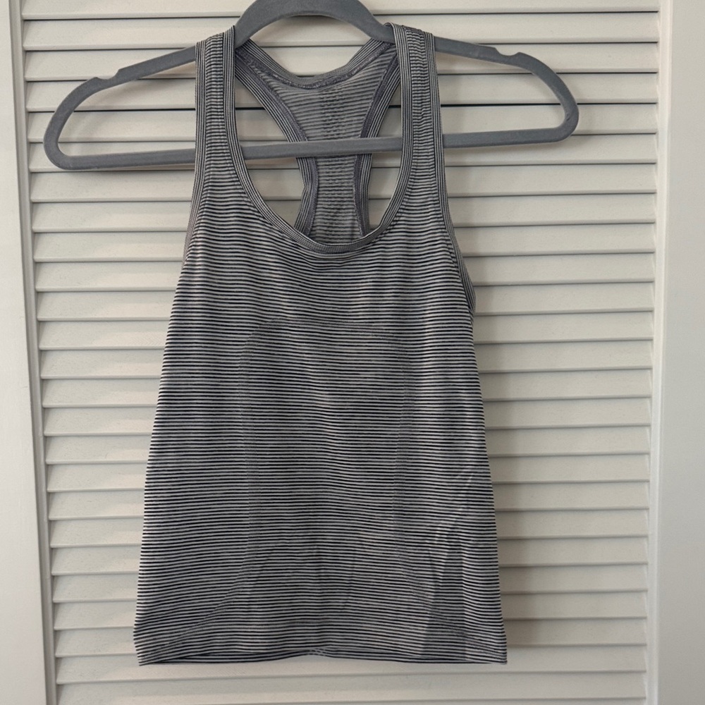 Lululemon Striped Gray Racerback Tank Top